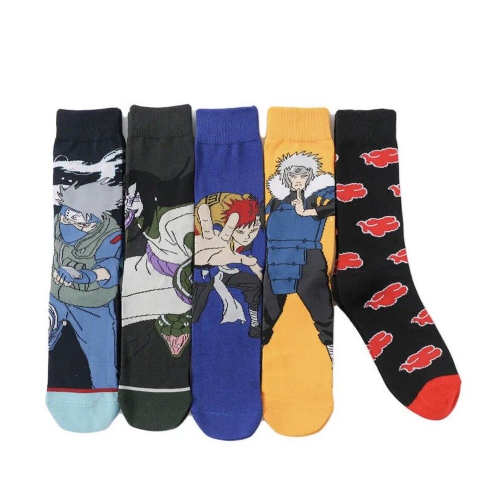 Naruto Anime Crew Socks 5 Set - Kakashi, Orochimaru, Gaara, Tobirama, Akatsuki